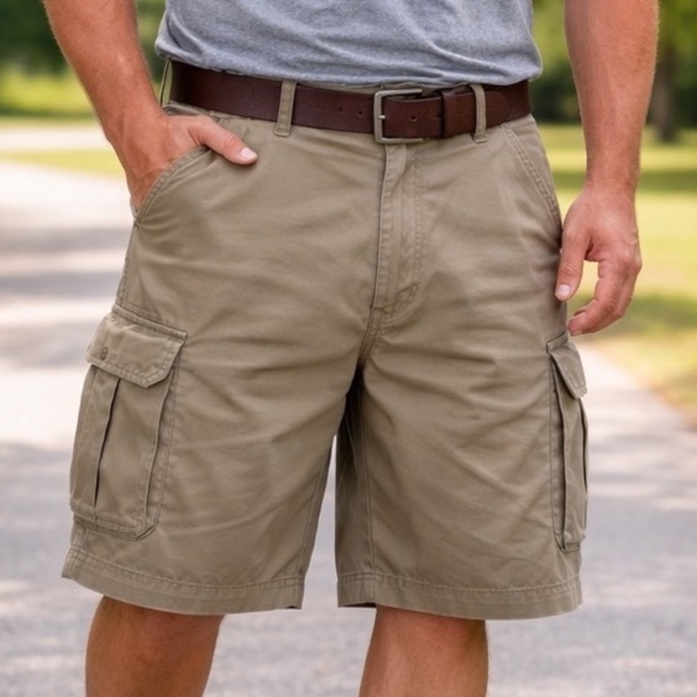 Full Blue Mens Cargo Shorts Size 50 Khaki Sable Cotton Stretch Waist Pockets